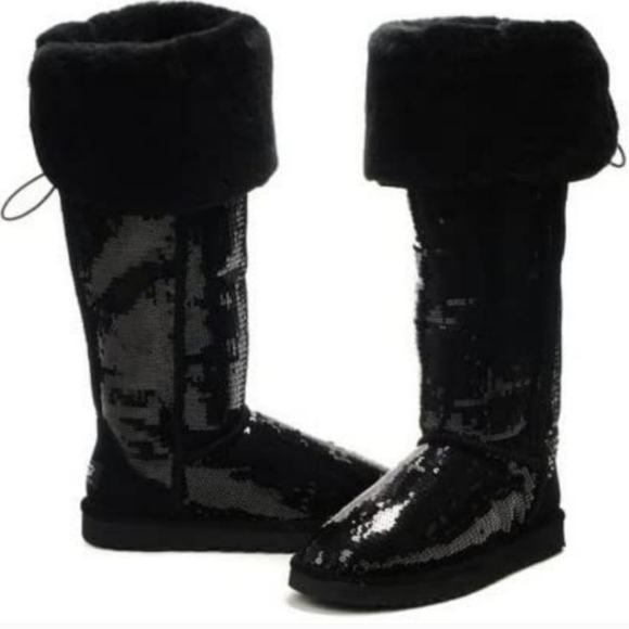 Ugg Bailey Button Sequin Over The Knee Boots Sherpa Shearling Designer #778 - Picture 2 of 16